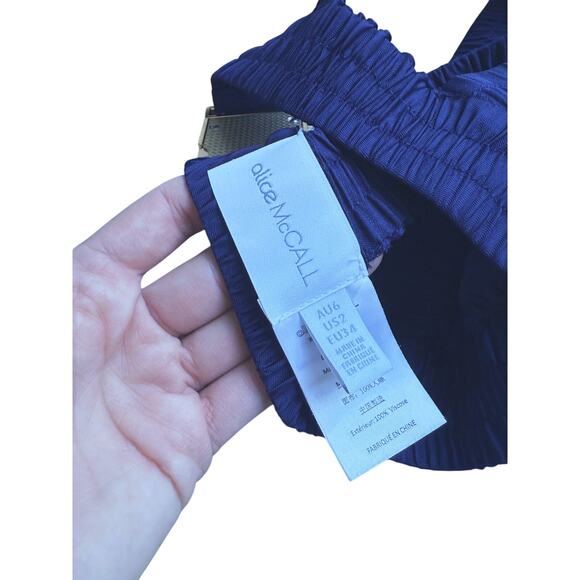 Alice McCall Bikini Top Bralette Smocked Navy Blue Size 2 Designer Luxury Swim - Picture 7 of 10